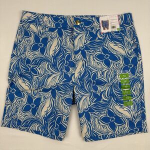 Stella Parker Womans Shorts 10 Stretch Blue White Floral Tropical Hawaii NEW $46